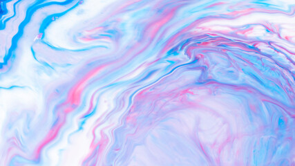 Fototapeta na wymiar Fluid art. Abstract lilac pink background. Liquid marble texture design. Blue pink pattern