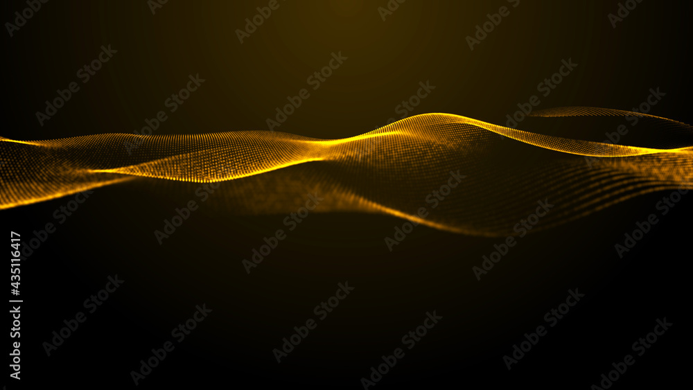 Poster abstract digital background. futuristic wave of dots and weave lines. digital technology. 3d renderi