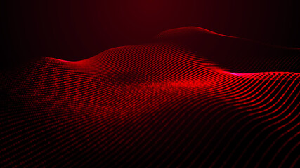 Abstract digital background. Futuristic wave of dots and weave lines. Digital technology. 3d rendering.