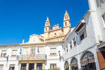 Fototapeta na wymiar Church and town hall of Olvera, Spain