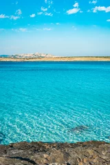 Fotobehang La Pelosa Strand, Sardinië, Italië Het prachtige strand van La Pelosa op Sardinië