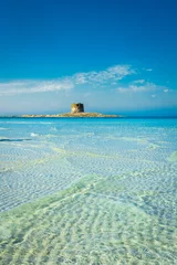 Cercles muraux Plage de La Pelosa, Sardaigne, Italie La belle plage de La Pelosa en Sardaigne