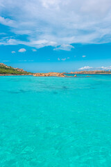 Fototapeta na wymiar Amazing crystal clear waters of Maddalena Archipelago, Sardinia Italy