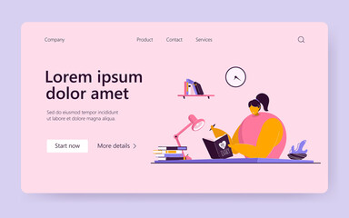 Happy school student teenage girl keeping diary, writing thoughts and life events in journal. Vector illustration for text writing, writer skills, teen lifestyle concept