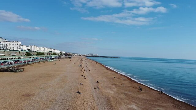 Drone footage seaside, Brighton, UK