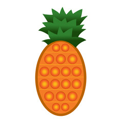 Pop it fidget in shape pineapple. Trendy sensory toy. Vector illustration on white background.