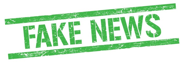 FAKE NEWS text on green grungy rectangle stamp.