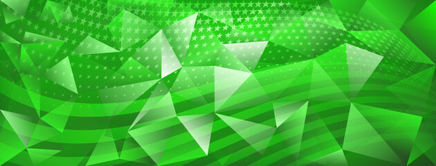 USA independence day abstract crystal background with elements of american flag in green colors