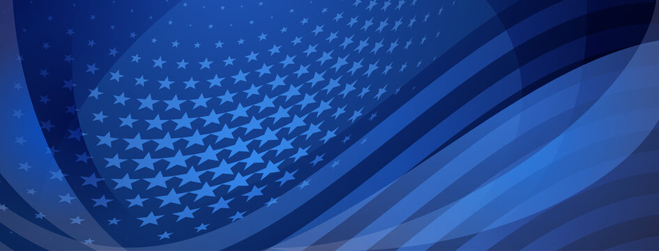 USA independence day abstract background with elements of american flag in blue colors