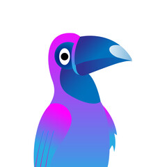 Toucan staring in gradient color, white background
