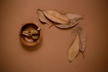 autumn mockup with dry leaves 