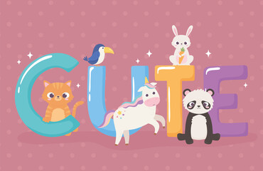 Naklejka premium cute word animals