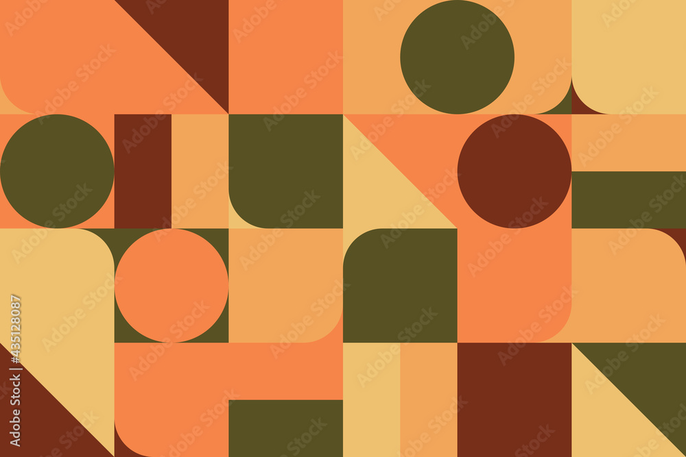 Poster geometric abstract bauhaus geometric pattern of vector background with rectangles, squares and circl