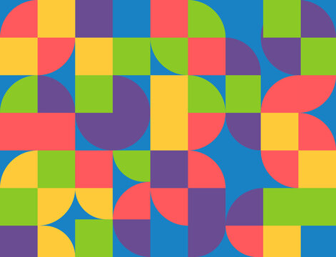 Fototapeta Geometric Abstract Bauhaus geometric pattern of vector background with rectangles, squares and circles