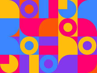 Geometric Abstract Bauhaus geometric pattern of vector background with rectangles, squares and circles