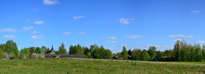 Panoramic view of Strochitsa. Belarusian State Museum of Folk Architecture and Life.