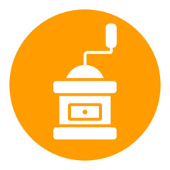 Classic coffee grinder in wooden case glyph icon