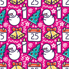 pattern of christmas day hand drawing