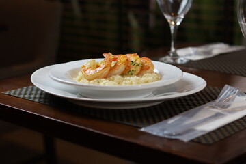 delicious and tasty  shrimp risotto