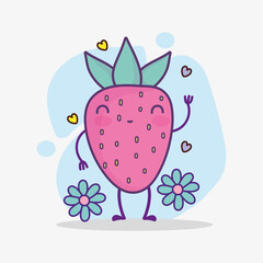 cute strawberry flower cartoon