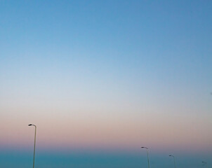 streetlamps at sunset