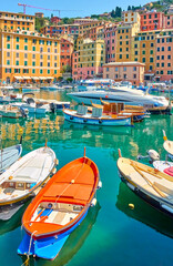 Fototapeta na wymiar Boats in the harbour in Genoa Camogli