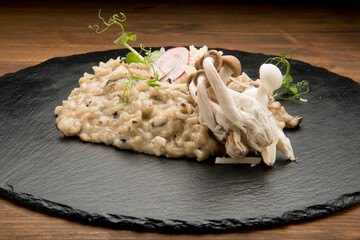 Risotto with Portabello and Champignon mushrooms, parmesan cheese and coconut cream.