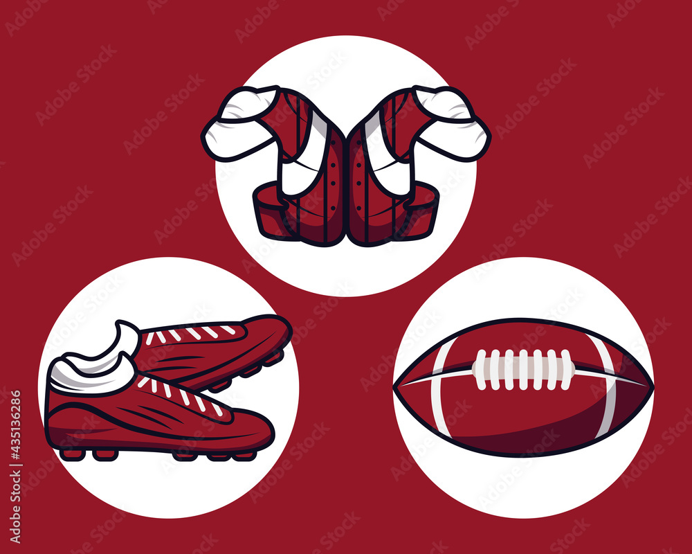 Sticker three american football icons