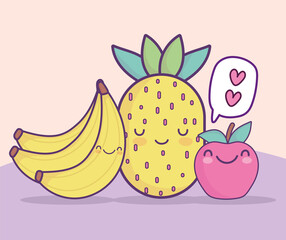 cute pineapple apple banana