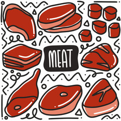 hand-drawn doodle meat art design element illustration
