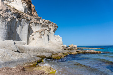 Playa de Enmedio in Cabo de Gata on a beautiful summer day, Almería. Mediterranean sea, spain