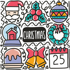 hand-drawn Christmas celebrate doodle set