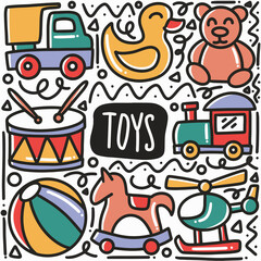hand-drawn toys kid doodle art design element illustration