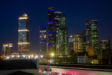 Spring. Night city. Moscow City