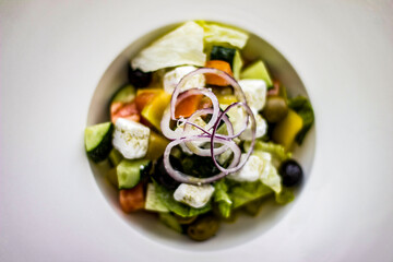 Light salad with olives and avocado. Sorting option for filing.