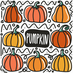 hand-drawn pumpkin doodle art design element illustration