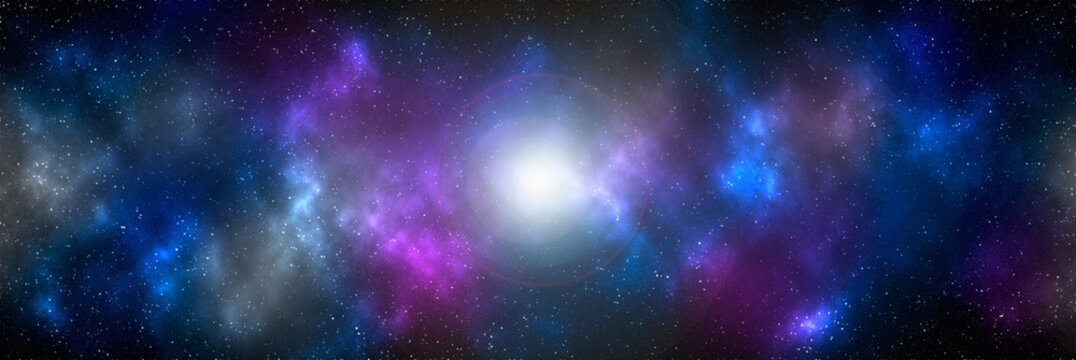 Space background with stardust and shining stars. Realistic cosmos and color nebula. Colorful galaxy. 3d illustration
