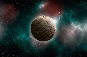 Obraz na płótnie Canvas Unknown planet from outer space. Space nebula. Cosmic cluster of stars. Outer space background. 3D Illustration 