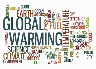 Fototapeta premium Word Cloud with GLOBAL WARMING concept, isolated on a white background