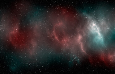 Space background with stardust and shining stars. Realistic cosmos and color nebula. Colorful galaxy. 3d illustration
