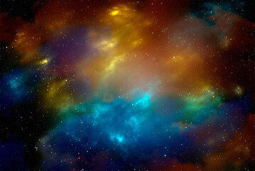 Obraz na płótnie Canvas Space background with stardust and shining stars. Realistic cosmos and color nebula. Colorful galaxy. 3d illustration 