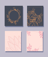 Floral cards icon set