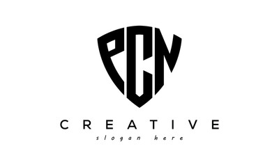 PCN letters creative logo with shield	 - obrazy, fototapety, plakaty