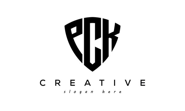 PCK letters creative logo with shield	