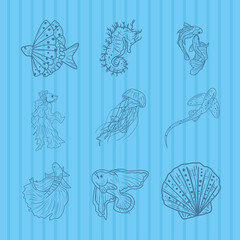 Sea animal icons