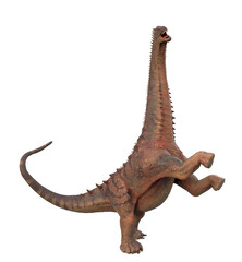 alamosaurus is standing in white background side view