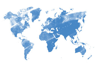 World map illustration in grunge style on white background