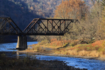Railroad Bridge Over Pine Creek in Fall