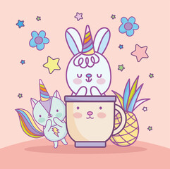 cute animals cup pineapple