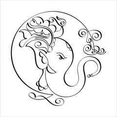 Ganesha The Lord Of Wisdom Calligraphic Style